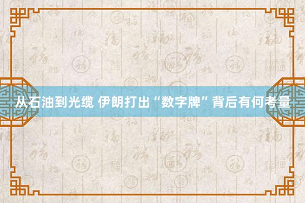 从石油到光缆 伊朗打出“数字牌”背后有何考量