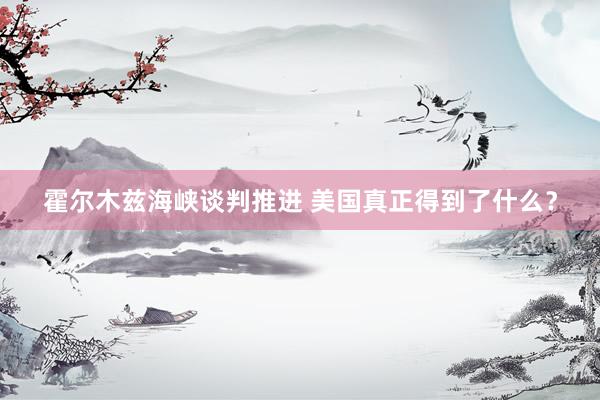 霍尔木兹海峡谈判推进 美国真正得到了什么？