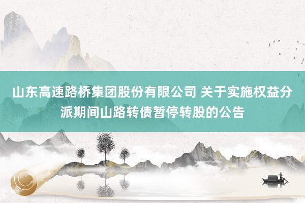 山东高速路桥集团股份有限公司 关于实施权益分派期间山路转债暂停转股的公告