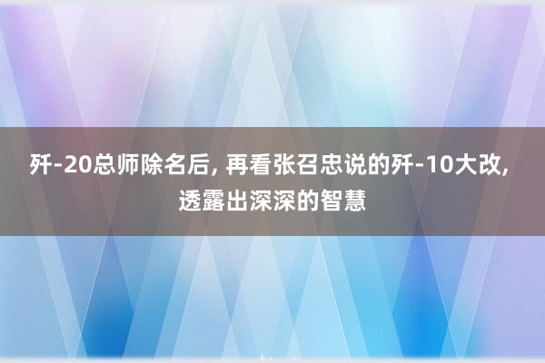 歼-20总师除名后, 再看张召忠说的歼-10大改, 透露出深深的智慧