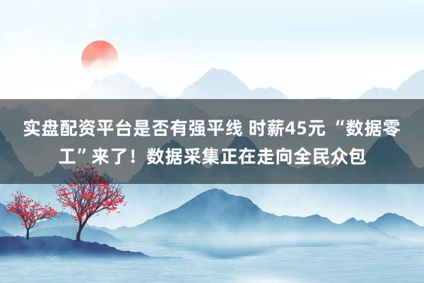 实盘配资平台是否有强平线 时薪45元 “数据零工”来了！数据采集正在走向全民众包