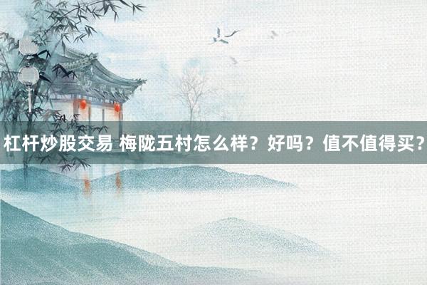 杠杆炒股交易 梅陇五村怎么样？好吗？值不值得买？