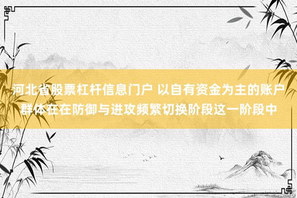 河北省股票杠杆信息门户 以自有资金为主的账户群体在在防御与进攻频繁切换阶段这一阶段中