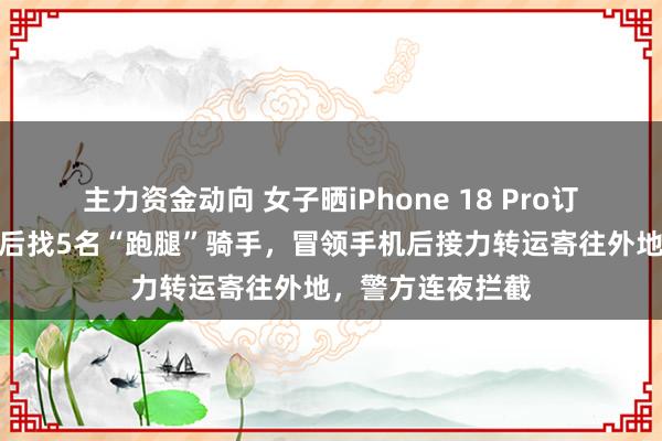主力资金动向 女子晒iPhone 18 Pro订单，不法分子先后找5名“跑腿”骑手，冒领手机后接力转运寄往外地，警方连夜拦截